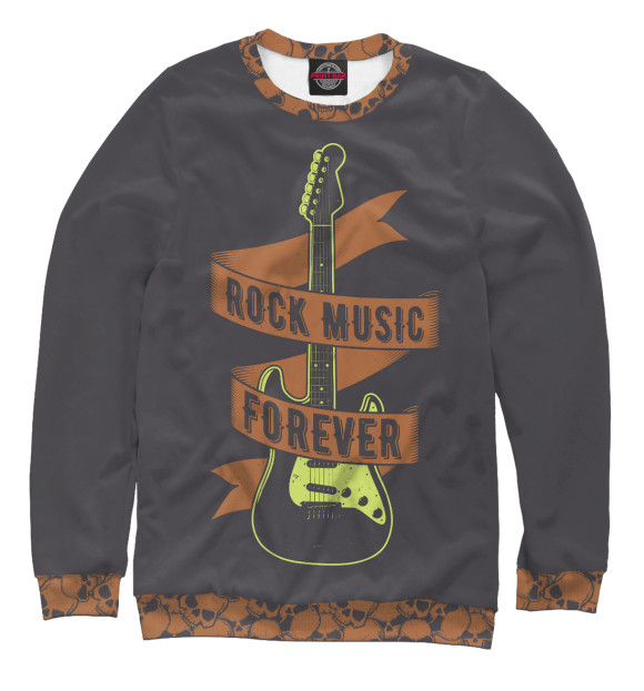 Мужской свитшот с изображением Rock music forever цвета Белый