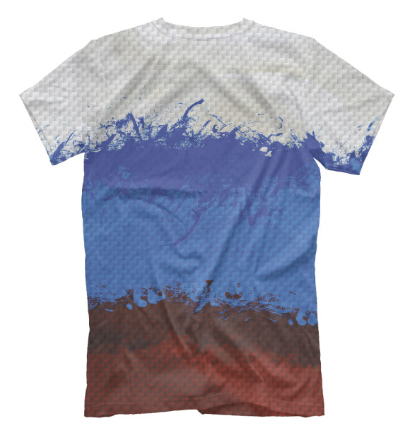 Мужская футболка с изображением Россия карбон цвета Белый