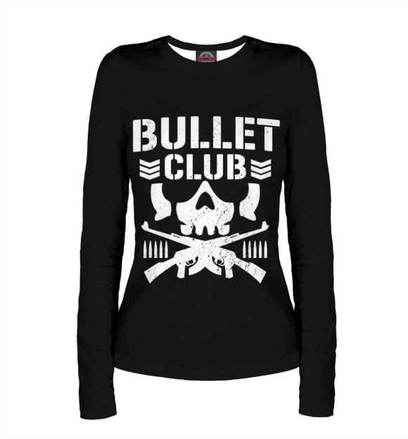 Женский лонгслив с притом Bullet Club цвета Белый Женский лонгслив с изображением Bullet Club цвета Белый