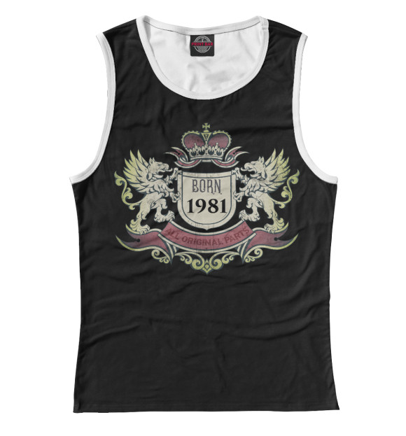 Майка для девочки с изображением BORN 1981 цвета Белый