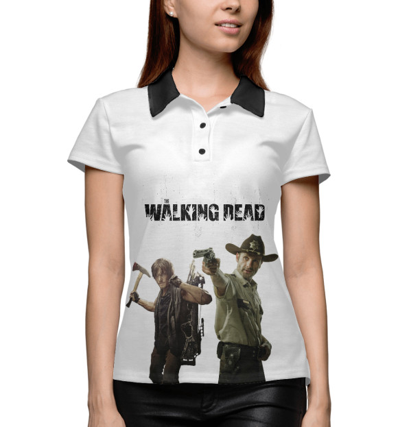 Женское поло с изображением Daryl&Rick цвета Белый