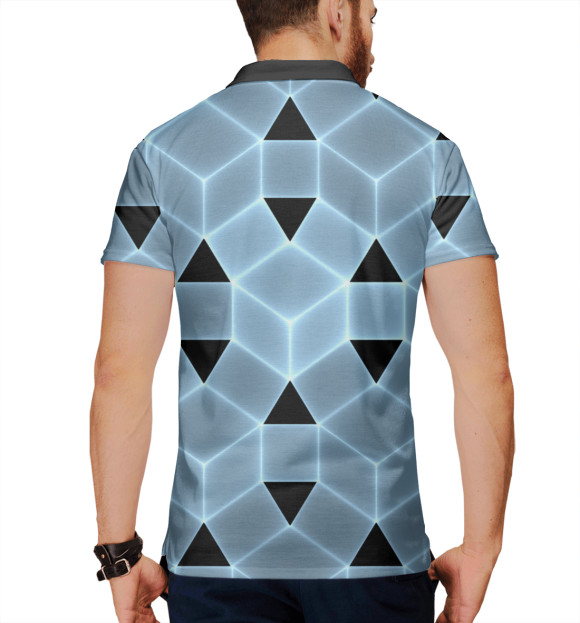 Мужское поло с изображением Blue cube цвета Белый