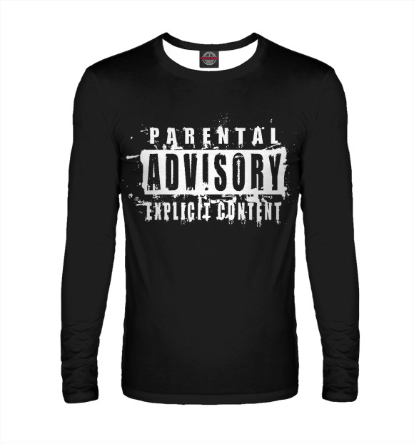 Мужской лонгслив с изображением Parental Advisory цвета Белый