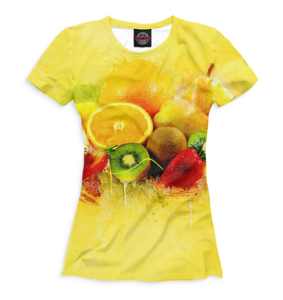 Женская футболка с изображением Фрукты и ягоды цвета Белый