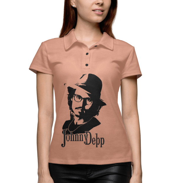 Женское поло с изображением JOHNNY DEPP цвета Белый