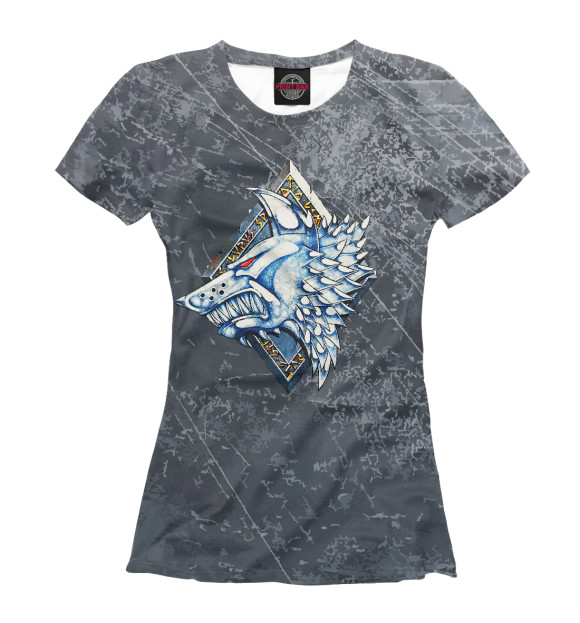 Женская футболка с изображением Космические волки цвета Белый