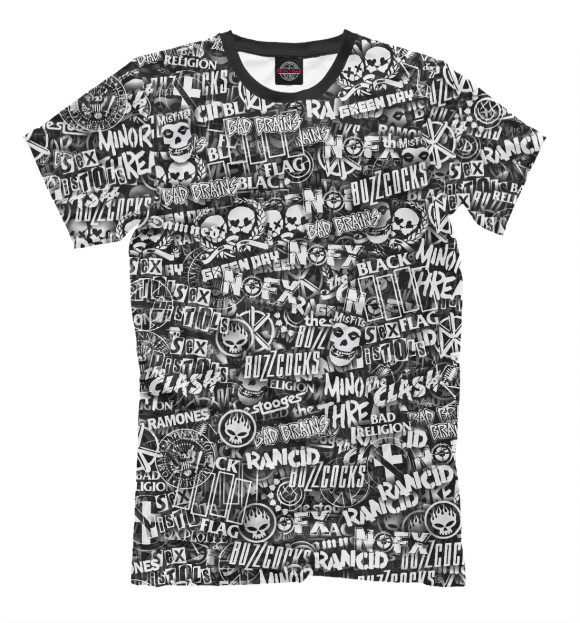 Мужская футболка с изображением Панк Рок цвета Серый