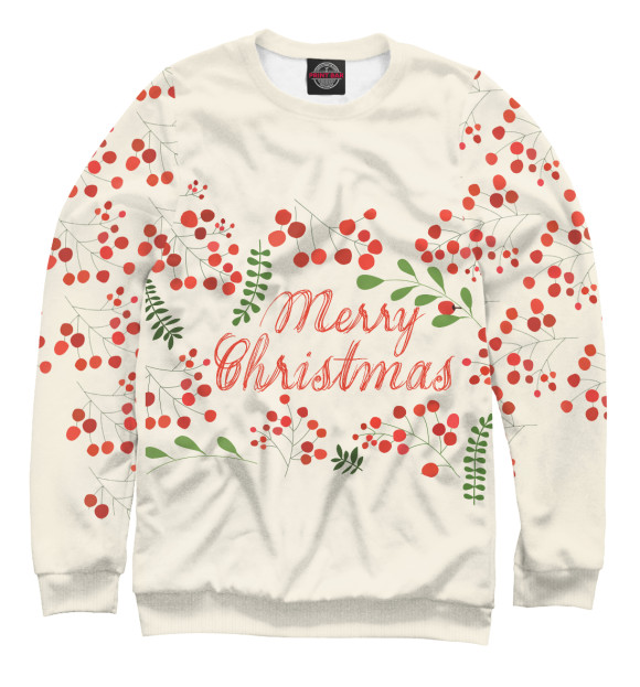 Свитшот для мальчиков с изображением Christmas Berries цвета Белый