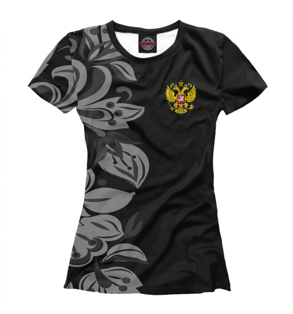 Футболка для девочек с изображением Russia Black&White ornament цвета Белый