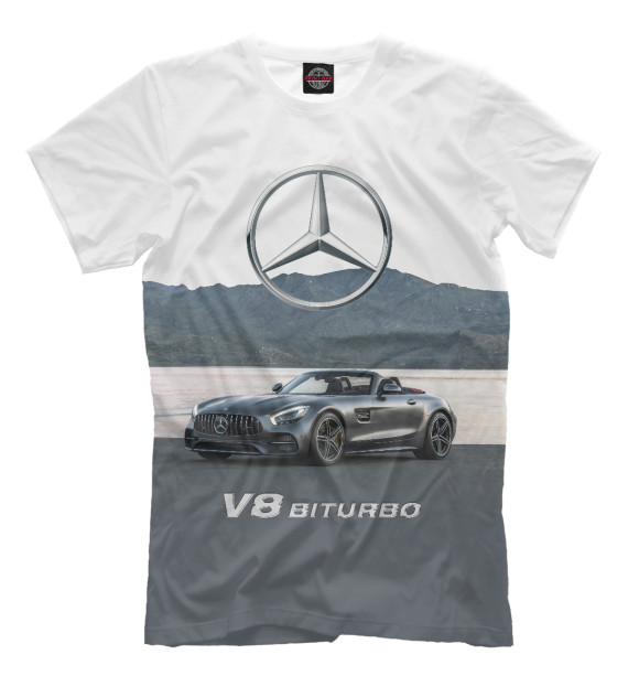 Мужская футболка с изображением V8 Biturbo цвета Серый
