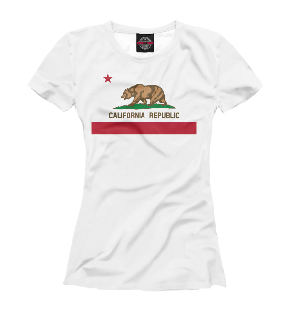 Женская футболка с изображением Калифорния цвета Белый