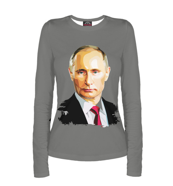 Женский лонгслив с изображением Путин В.В. цвета Белый