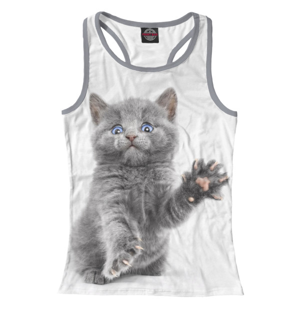 Женская майка-борцовка с изображением Котёнок цвета Белый