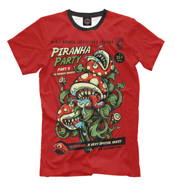Мужская футболка с изображением Piranha Party цвета Светло-коричневый
