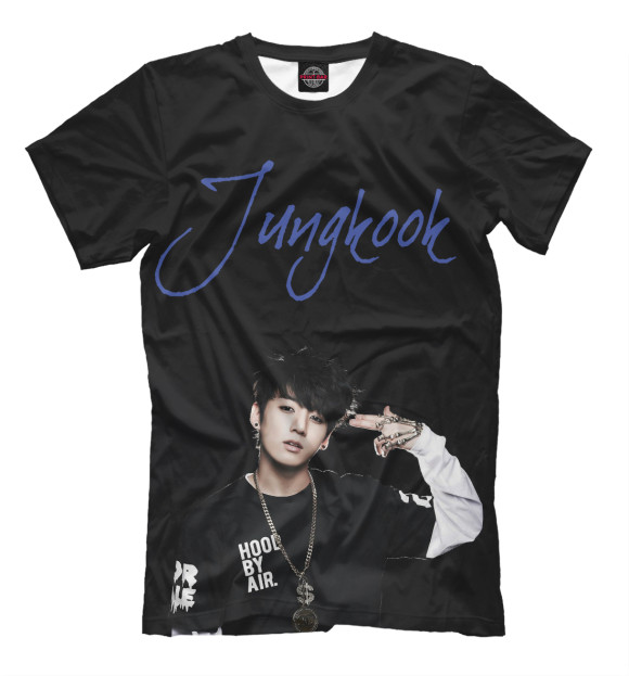 Мужская футболка с изображением Jungkook Bangtan Boys цвета Черный