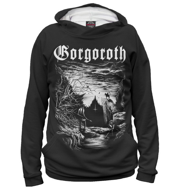 Мужское худи с изображением Gorgoroth цвета Белый