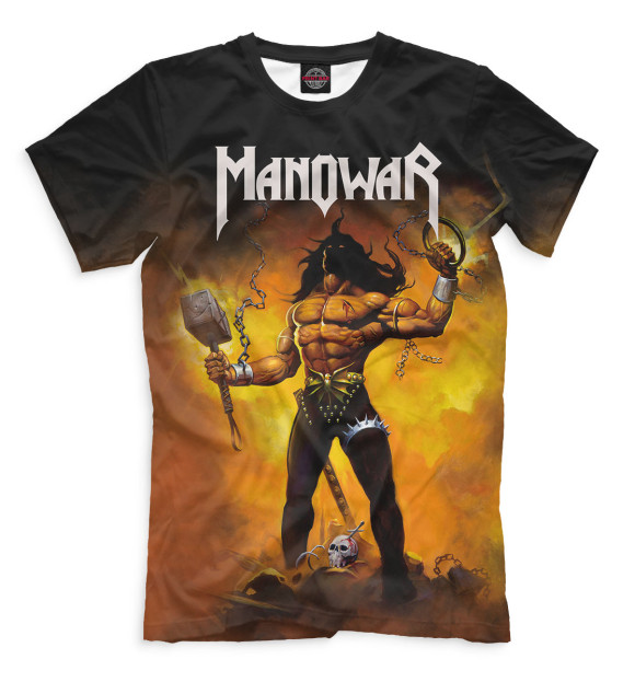 Мужская футболка с изображением Manowar цвета Молочно-белый