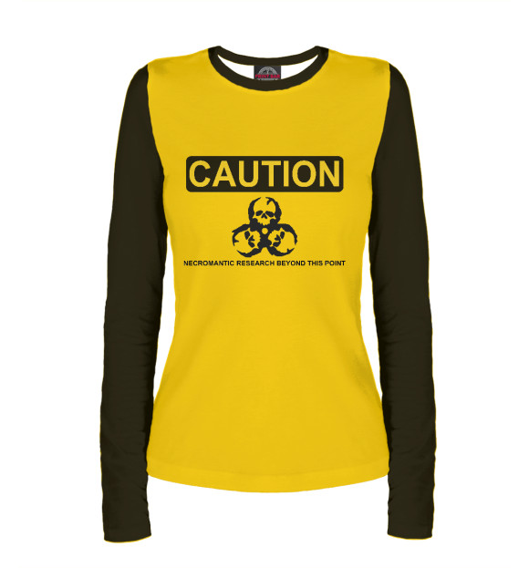 Женский лонгслив с изображением Caution цвета Белый