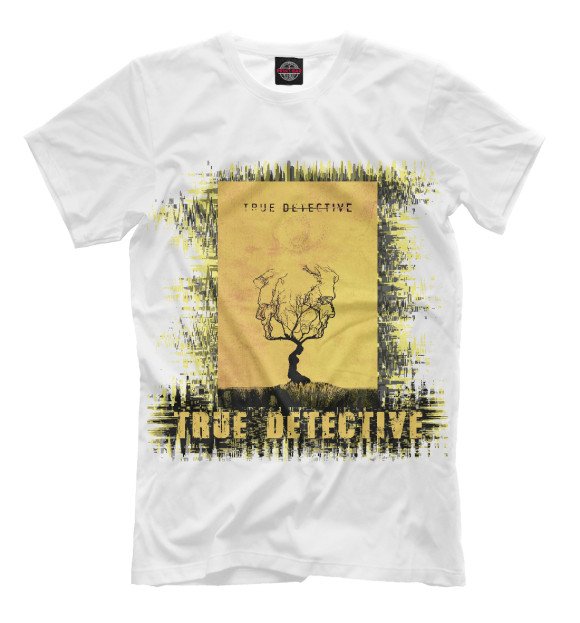 Мужская футболка с изображением True detective (yellow theme) цвета Молочно-белый