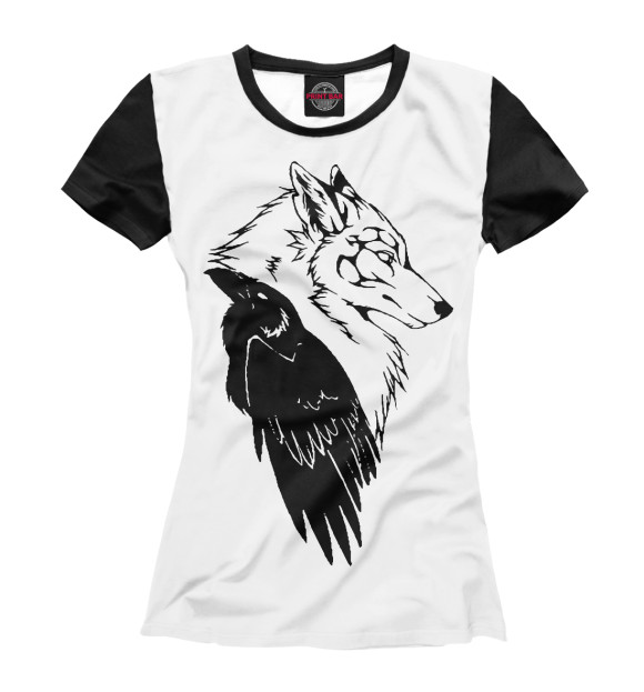 Футболка для девочек с изображением Wolf & Raven цвета Белый