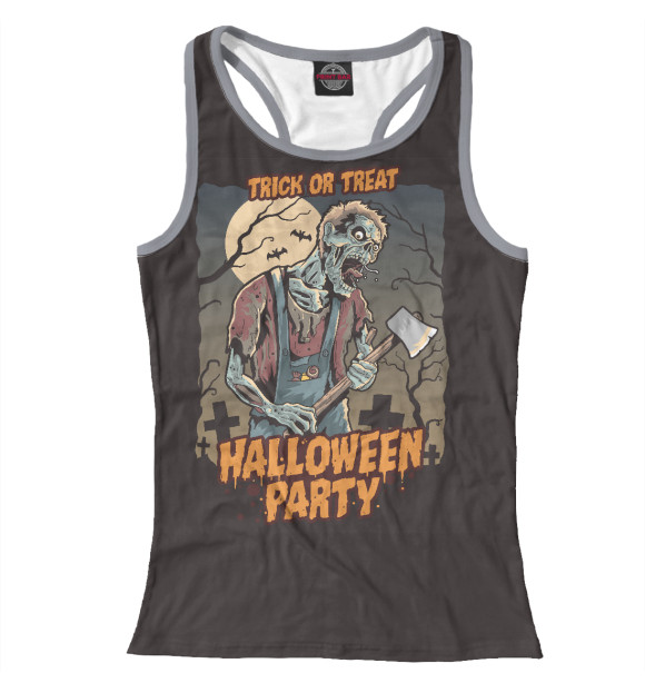 Женская майка-борцовка с изображением Halloween party цвета Белый