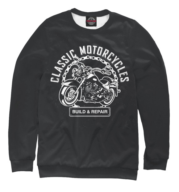 Мужской свитшот с изображением Motorcycles цвета Белый
