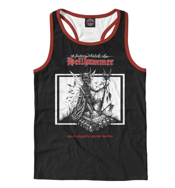 Мужская майка-борцовка с изображением Hellhammer цвета Белый