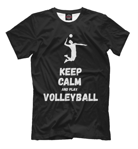 Мужская футболка с изображением Keep calm and play volleyball цвета Белый