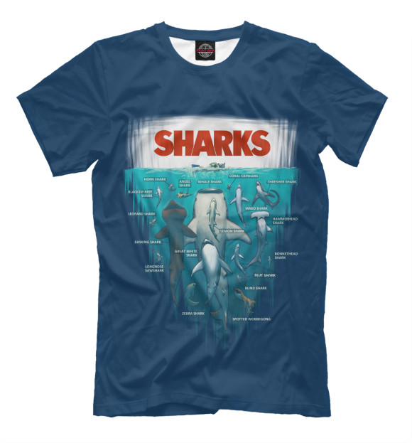 Футболка для мальчиков с изображением Sharks цвета Темно-зеленый