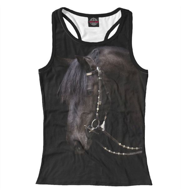 Женская майка-борцовка с изображением Конь цвета Белый