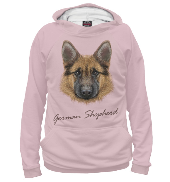 Женское худи с изображением German Shepherd цвета Белый