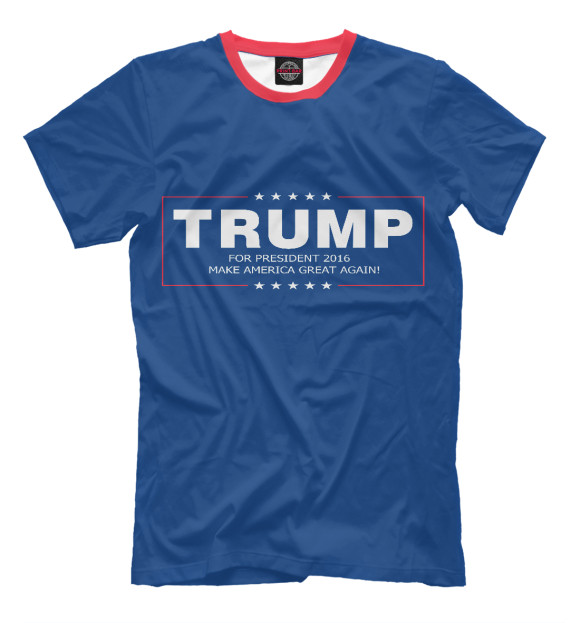 Мужская футболка с изображением Трамп цвета Грязно-голубой