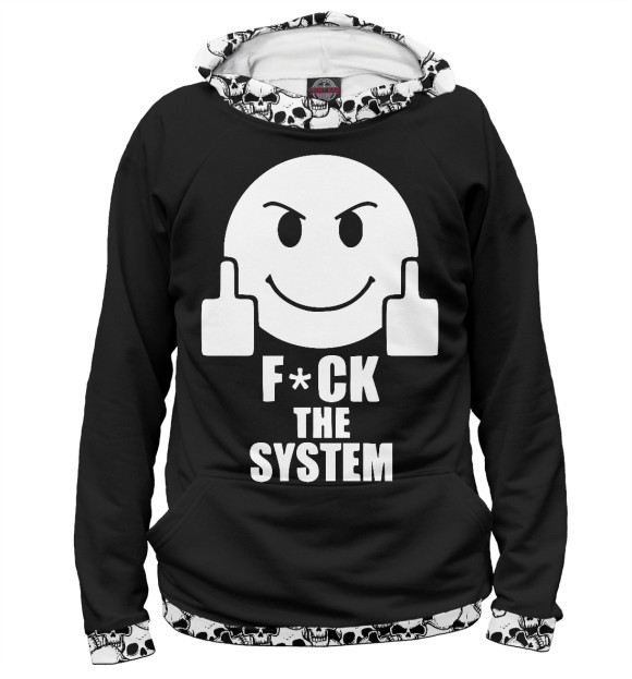 Худи для девочки с изображением Fuck the System цвета Белый