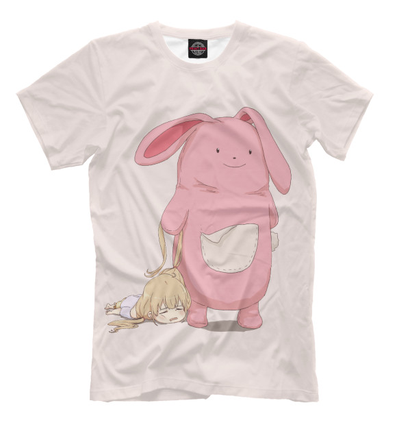 Мужская футболка с изображением Зайка и девочка цвета Светло-розовый