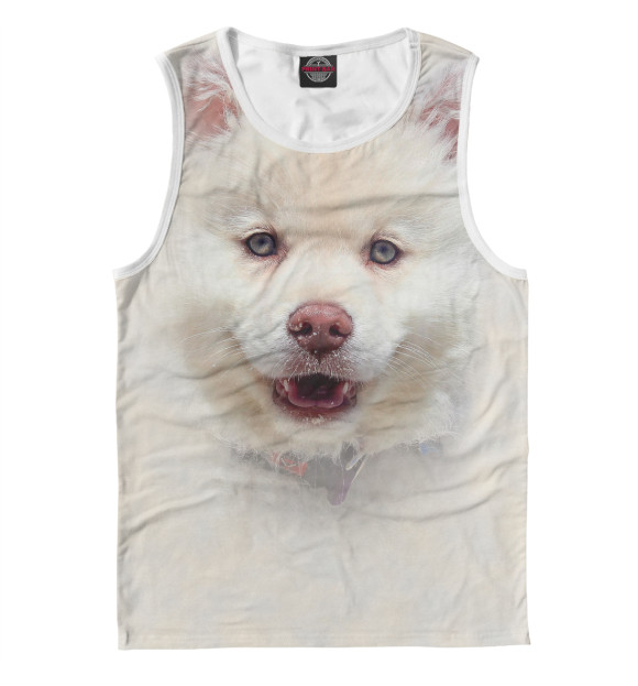 Мужская майка с изображением Собака цвета Белый