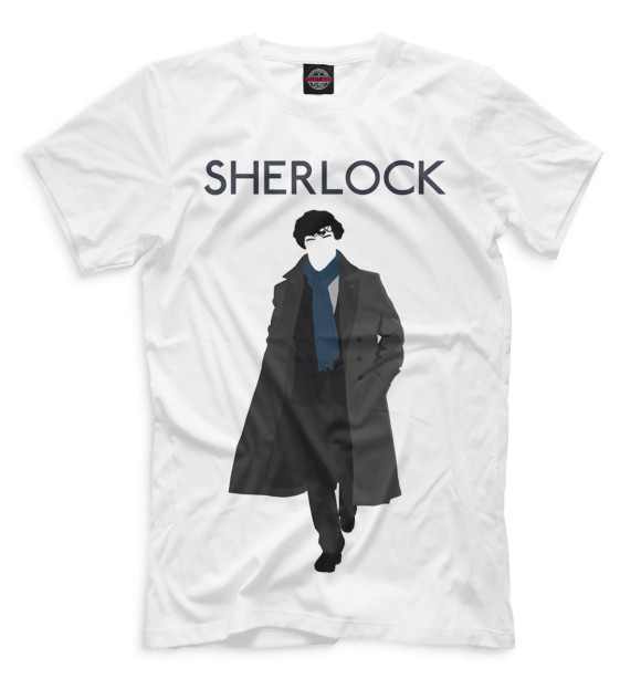 Мужская футболка с изображением Шерлок цвета Белый