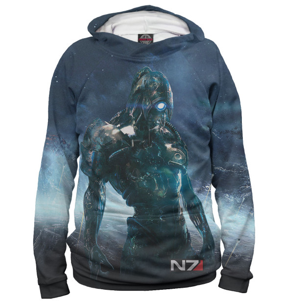 Женское худи с изображением Mass Effect цвета Белый