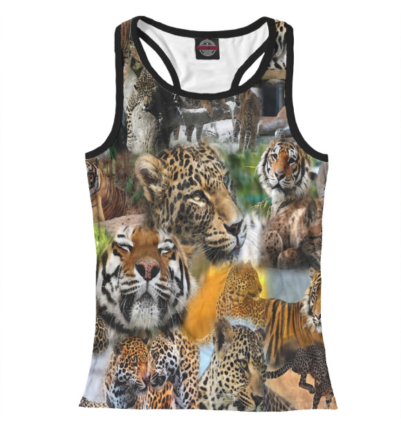 Женская майка-борцовка с изображением Дикие Кошки | Тигры цвета Белый