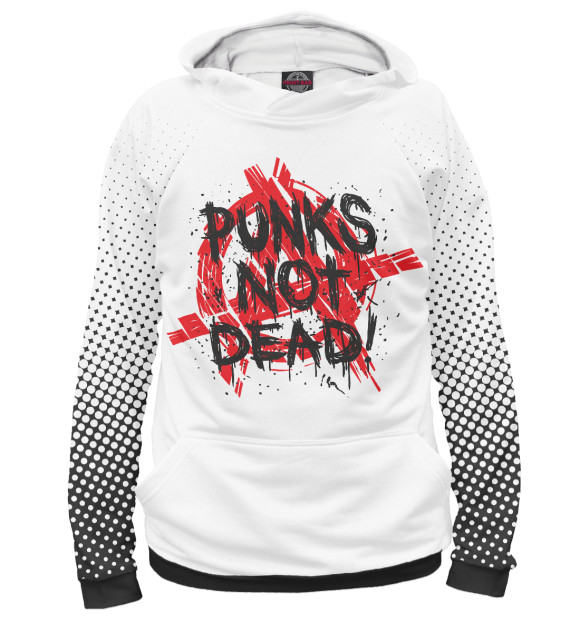 Худи для мальчика с изображением Punks not Dead цвета Белый