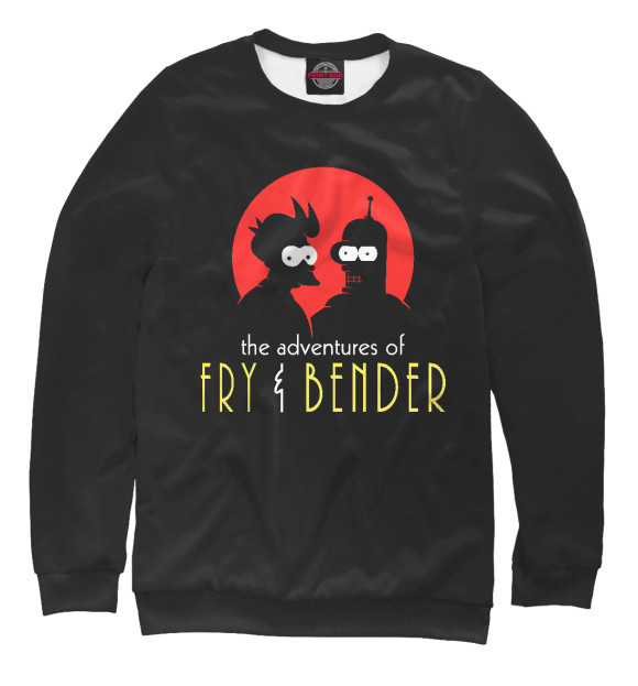 Женский свитшот с изображением Fry & Bender цвета Белый