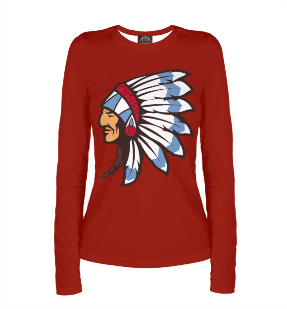 Женский лонгслив с изображением Индеец цвета Белый