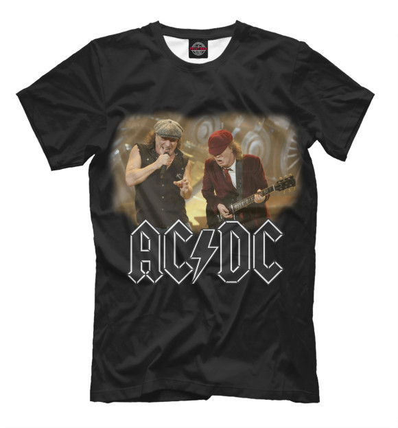 Мужская футболка с изображением AC/DC - Ангус Янг и Брайан Джонсон цвета Черный