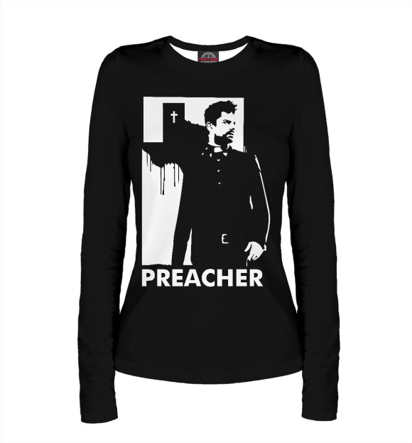 Женский лонгслив с изображением Preacher цвета Р‘РµР»С‹Р№