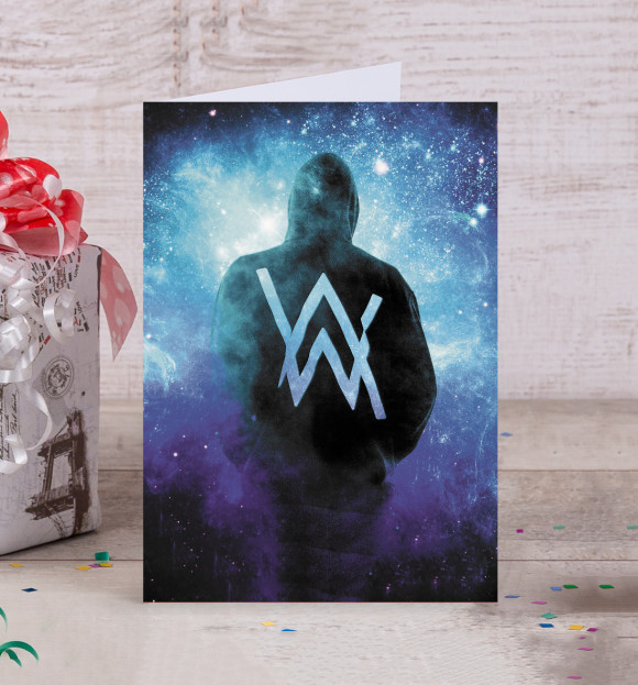 Открытка с притом Alan Walker цвета Белый Открытка с изображением Alan Walker цвета Белый