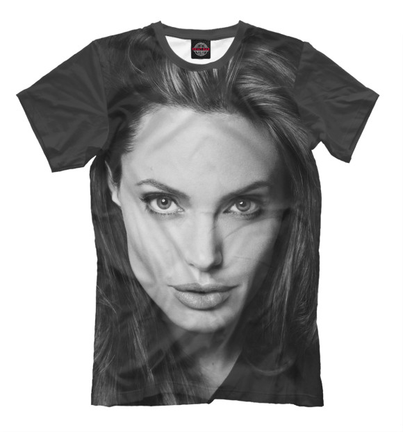 Мужская футболка с изображением Анджелина Джоли цвета Молочно-белый