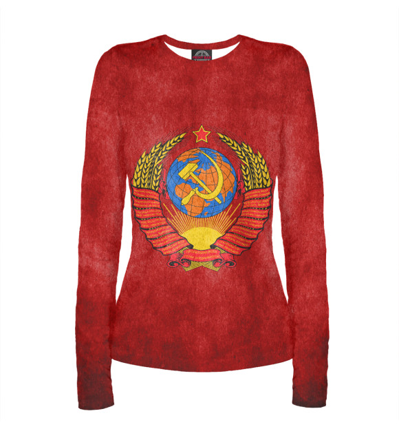 Женский лонгслив с изображением Герб СССР цвета Белый
