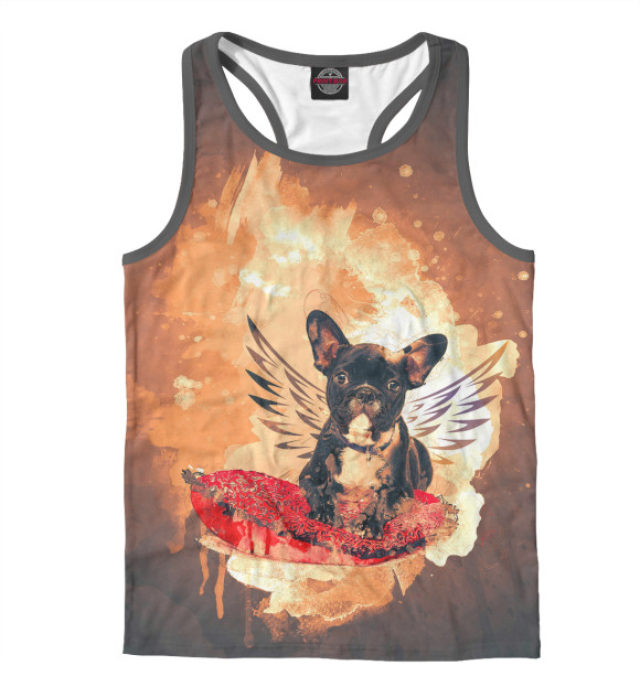 Мужская майка-борцовка с изображением Собака цвета Белый