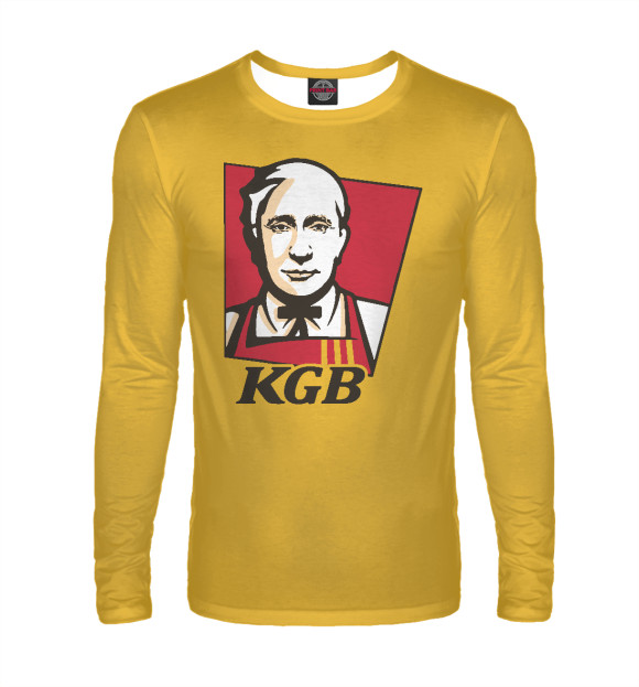Мужской лонгслив с изображением Putin KGB цвета Белый