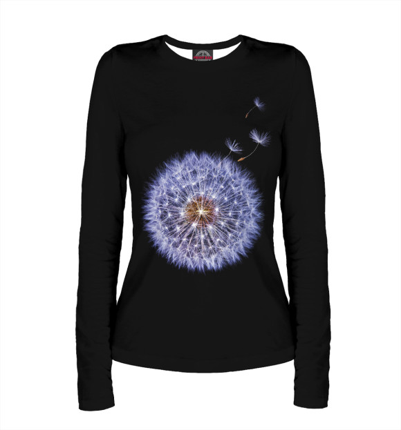 Женский лонгслив с изображением Одуванчик цвета Белый