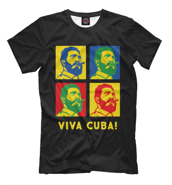 Мужская футболка с изображением Viva Cuba цвета Черный